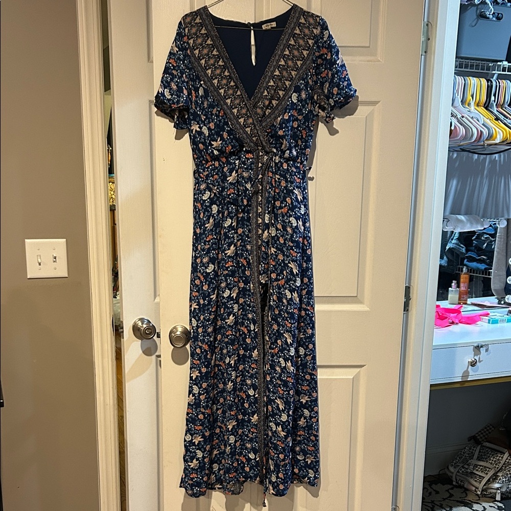 Floral Blue Wrap Dress